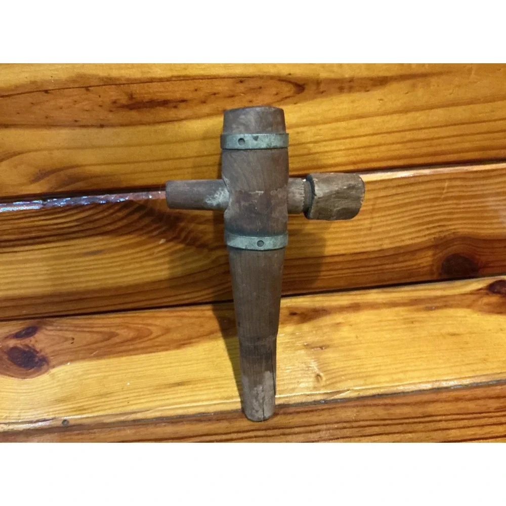 Antique Wooden Barrel Tap Spigot Vtg Primitive Beer Keg Spout Farmhouse Decor